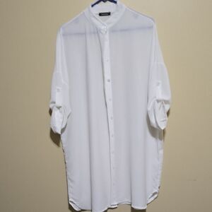 Women's white Sheer blouse/ beach cover up,brand boohoo,